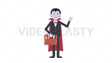 Dracula Holding Toolbox Stock Animation
