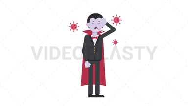 Dracula Sick with Covid Stock Animation