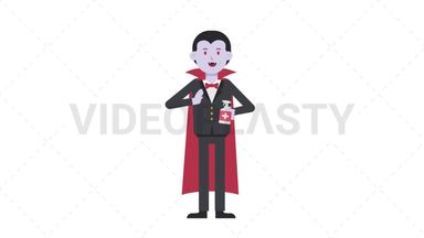 Dracula Using Disinfectant Spray Stock Animation