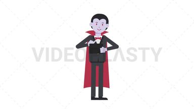 Dracula Using Tablet Happy Stock Animation