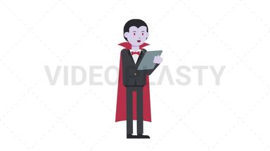 Dracula Writing on Clipboard Stock Animation
