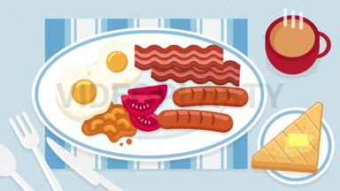 English Breakfast Scene Stock Animation