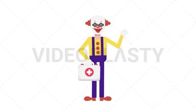 Evil Clown Holding First Aid Kit Stock Animation