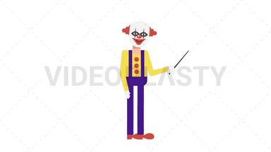 Evil Clown Holding Pointer Stick Stock Animation