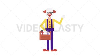 Evil Clown Holding Toolbox Stock Animation
