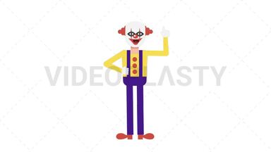 Evil Clown Pointing Above Stock Animation