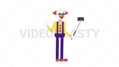 Evil Clown Selfie Stick Stock Animation