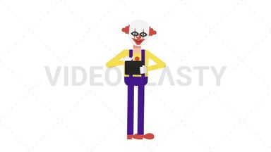 Evil Clown Using Tablet Happy Stock Animation
