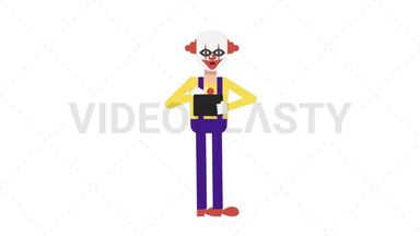 Evil Clown Using Tablet Sad Stock Animation
