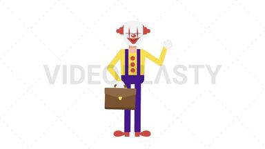 Evil Clown Waving with Briefcase Stock Animation