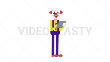Evil Clown Writing on Clipboard Stock Animation