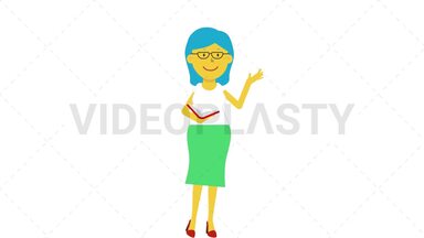 Female Teacher Reading Stock Animation