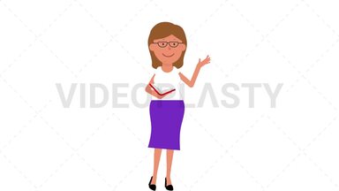 Female Teacher Reading Stock Animation