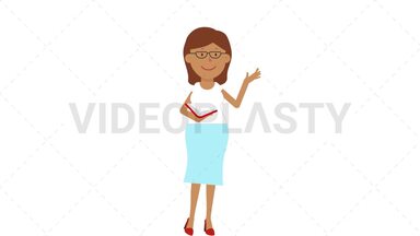 Female Teacher Reading Stock Animation