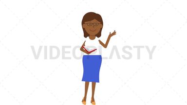 Female Teacher Reading Stock Animation