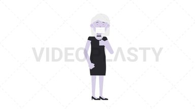 Female Vampire Face Mask Coughing Stock Animation