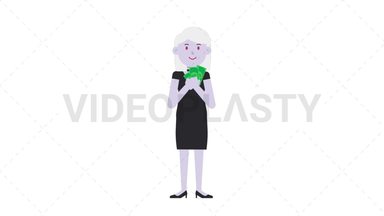Female Vampire Holding Cash Stock Animation