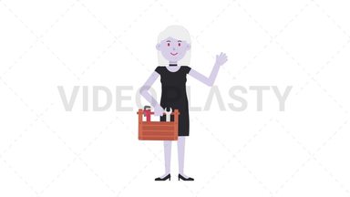 Female Vampire Holding Toolbox Stock Animation