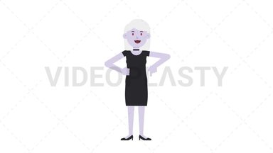 Female Vampire Pointing Below Stock Animation