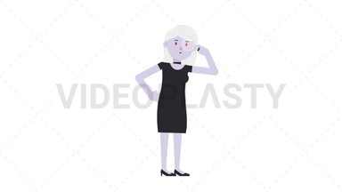 Female Vampire Searching with a Magnifying Glass Stock Animation