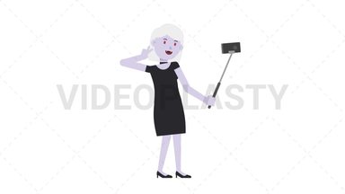 Female Vampire Selfie Stick Stock Animation