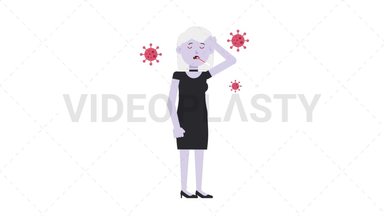 Female Vampire Sick with Covid Stock Animation