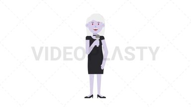 Female Vampire Talking on Microphone Stock Animation