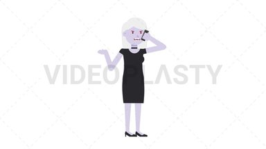 Female Vampire Talking on the Phone Angry Stock Animation