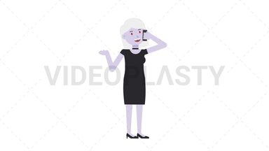 Female Vampire Talking on the Phone Happy Stock Animation
