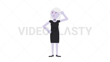 Female Vampire Thinking Stock Animation
