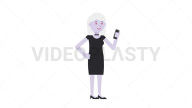 Female Vampire Using Phone Stock Animation
