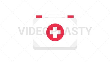 First Aid Kit Flat Icon Stock Animation