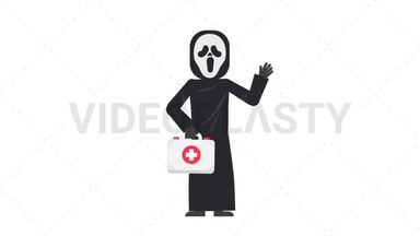 Ghostface Holding First Aid Kit Stock Animation