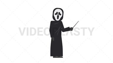 Ghostface Holding Pointer Stick Stock Animation