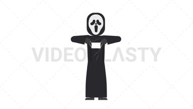 Ghostface Putting on Face Mask  Stock Animation