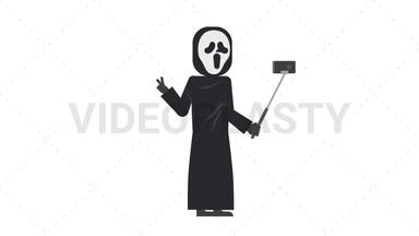 Ghostface Selfie Stick Stock Animation