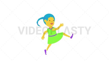 Girl Skipping Stock Animation