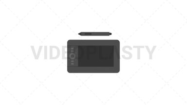 Graphic Tablet Flat Icon Stock Animation