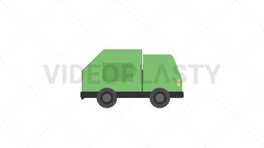 Green Recycling Garbage Truck Stock Animation