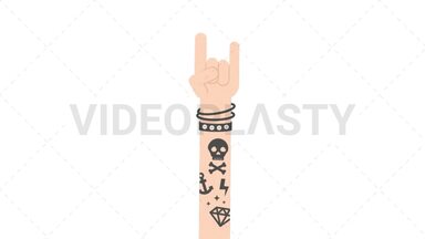 Hand Gesture: Rock Sign Stock Animation