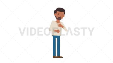 Indian Casual Man Coughing Stock Animation