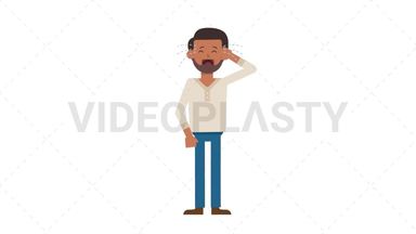 Indian Casual Man Crying Stock Animation