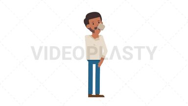 Indian Casual Man Drinking Coffee Stock Animation