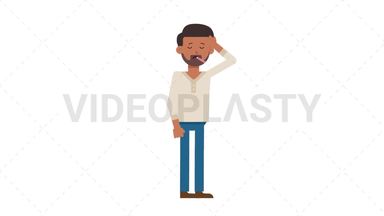 Indian Casual Man Fever Stock Animation