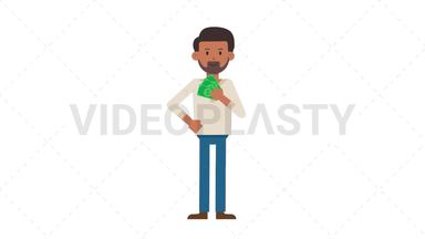 Indian Casual Man Holding Cash Stock Animation