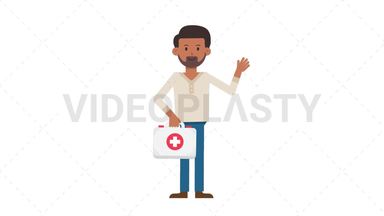 Indian Casual Man Holding First Aid Kit Stock Animation