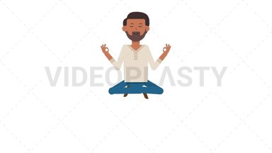 Indian Casual Man Meditating Stock Animation