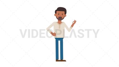 Indian Casual Man OK Stock Animation
