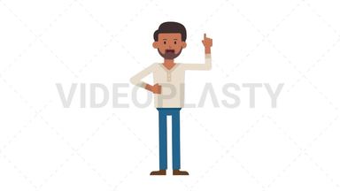 Indian Casual Man Pointing Above Stock Animation