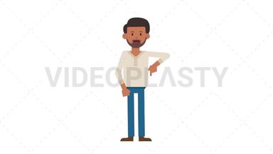 Indian Casual Man Pointing Below Stock Animation